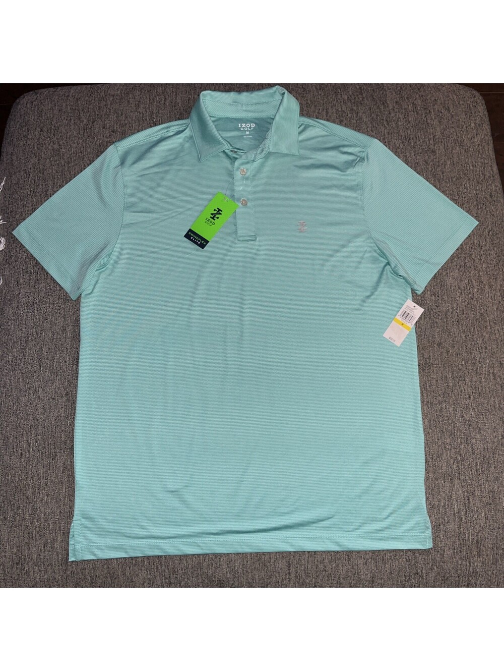 IZOD Swingflex Elite 4-Way Stretch Golf Mesh Polo Mens Medium Pool Blue MSRP $50
